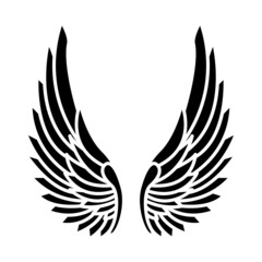Angel wings. Wings Silhouette with feathers for tattoo, wings for logo