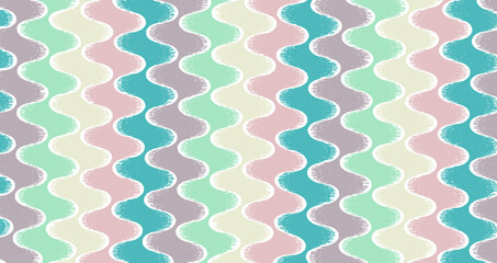 Colorful curved vector brush srokes texture. Distressed uneven background made of lines of different colors. Abstract distressed vector illustration. Overlay for interesting effect and depth. EPS10