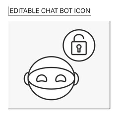  Robot line icon. Unlocked access. Personal information. Chatbot concept. Isolated vector illustration. Editable stroke