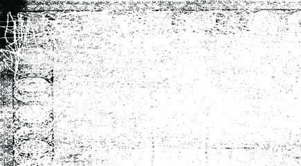 Monochrome texture composed of irregular graphic elements. Distressed uneven grunge background. Abstract vector illustration. Overlay for interesting effect and depth. Isolated on white background.