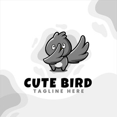 cute bird character vector design