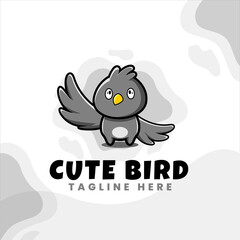 cute bird character vector design