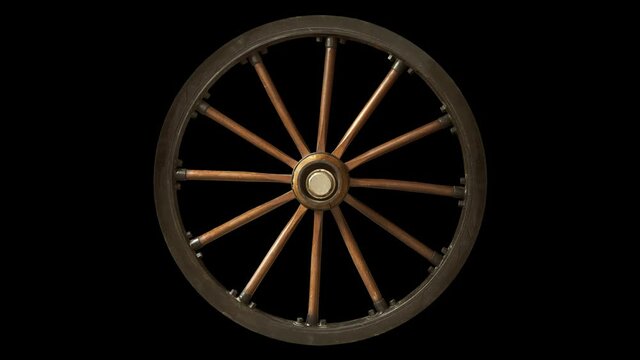 rolling old wooden wheel of ladder car