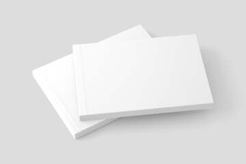 Softcover Landscape Book White Blank 3D Rendering Mockup