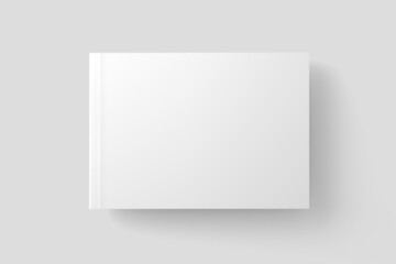 Softcover Landscape Book White Blank 3D Rendering Mockup