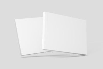 Softcover Landscape Book White Blank 3D Rendering Mockup