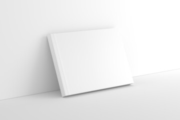 Softcover Landscape Book White Blank 3D Rendering Mockup
