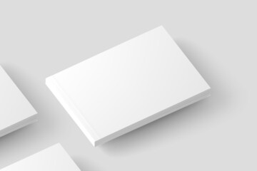 Softcover Landscape Book White Blank 3D Rendering Mockup