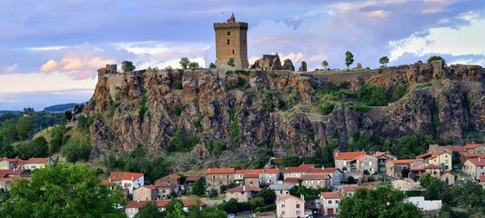 Fototapeta na wymiar Fortress Polignac in Auvergne in summer, France