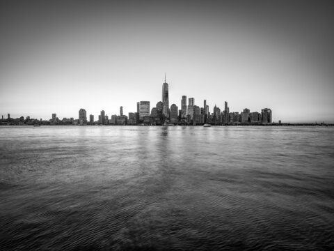 Fototapeta Manhattan skyline in black and white, New York City, USA
