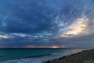 Beautiful sunrise on the ocean shore in the morning