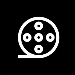 Film reel icon isolated on dark background