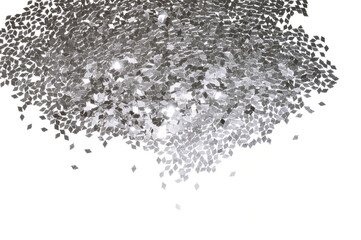Silver glitter sparkle on white background with place for your text