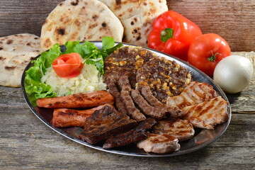 Mixed Balkan grill on a plate