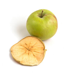 dried apple slice on white background