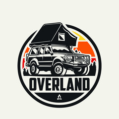 Overland suv 4x4 camper truck emblem ready made logo vector isolated © bonky