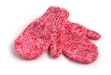 winter gloves on white background
