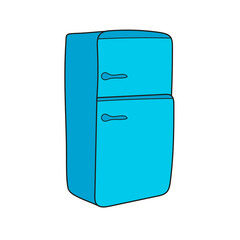 Simple cartoon icon. Refrigerator vector cartoon illustration on white
