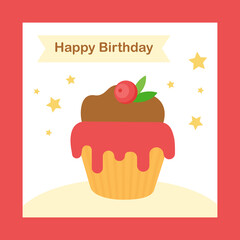 It is a birthday card with a cupcake.