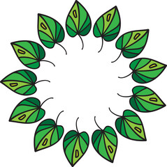 Tree green leaf lined in round decoration vector
