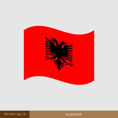 Waving flag of Albania vector illustration design template.