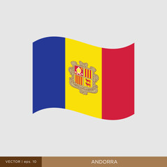 Waving flag of Andorra vector illustration design template.