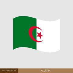 Waving flag of Algeria vector illustration design template.