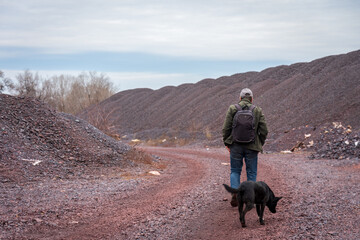 Industrial zone in the city. Collapse zone. Iron ore mining. Industrial tourism. Picturesque...