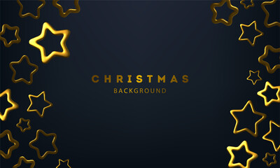 Abstract Christmas 3D vector illustration with different golden stars.