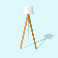Floor Lamp Tripod with wood legs.  For Loft, Living Room, Bedroom, Study Room and Office.