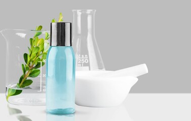 Laboratory experiment and research with plants, oil and ingredient extract for natural beauty