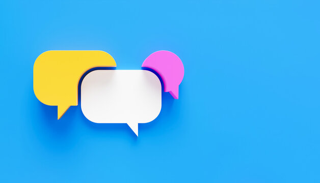 Speech bubble chat icon Symbol in 3D rendering isolated on blue background