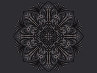 Floral mandala relaxation patterns unique design with black background,Hand drawn pattern,concept meditation and relax. Circle pattern petal flower of mandala with multi color. Digital art illustratio