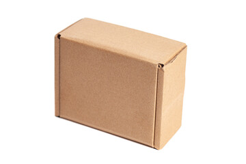 Closed cardboard box isolated on a white background