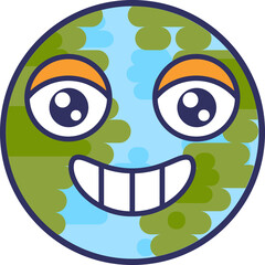Earth emoji laugh with teeth and cute eyes vector