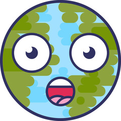 Planet cute enoji with surprised expression vector