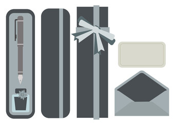 万年筆とインクのプレゼントのセット（ラッピングとメッセージカード付き）