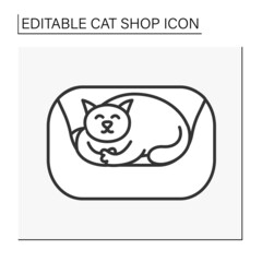  Kennel line icon.Establishment for the breeding or boarding of cats. Cat shop. Shop concept. Isolated vector illustration. Editable stroke