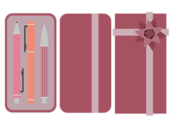 パステルカラーの筆記用具のプレゼントセット（ラッピング付き）