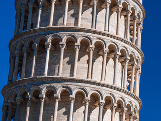 Leaning Tower of Pisa in Tuscany, a Unesco World Heritage Site and one of the most recognized and famous buildings in the world.