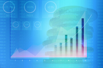 2d rendering Stock market online business concept. business Graph 