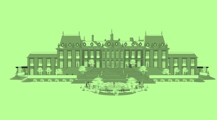 Obraz premium Silhouettes of a French old luxury palace
