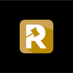 R initial law logo vector image