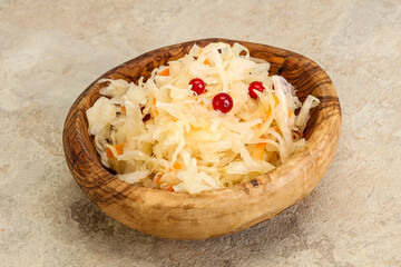 Sauerkraut with cranberry in the bowl