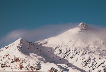 amazing snow covered peaks in the Swiss alps Jungfrau region from Schilthorn