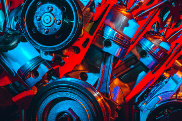 Fototapeta Close up of piston system of a car engine obraz