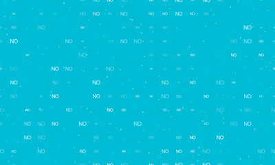 Seamless background pattern of evenly spaced white no symbols of different sizes and opacity. Vector illustration on cyan background with stars
