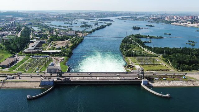 dam water hydro flowing stream russia renewable