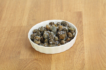 Salted marinated capers snack appetiser