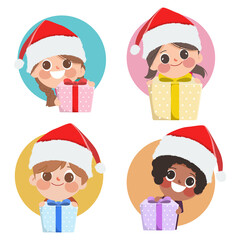 People celebrating gifts in Merry Christmas and happy new year.